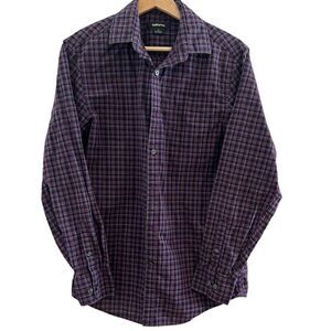 Claiborne Cotton Casual Lavendar and Blue Long Sleeve Men's Shirt Size S